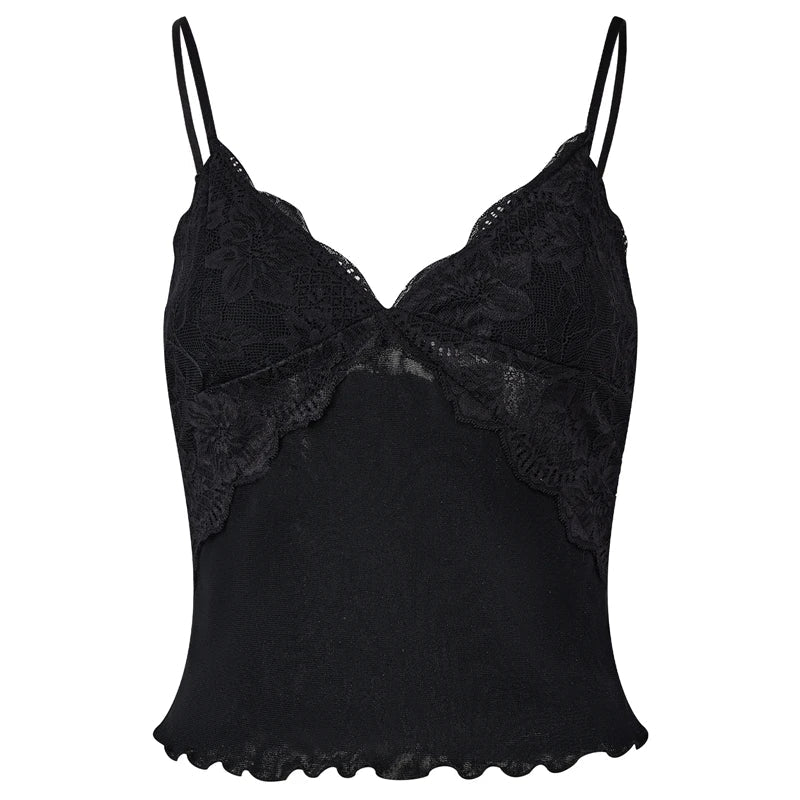 Lace Trim Camis Crop Tops