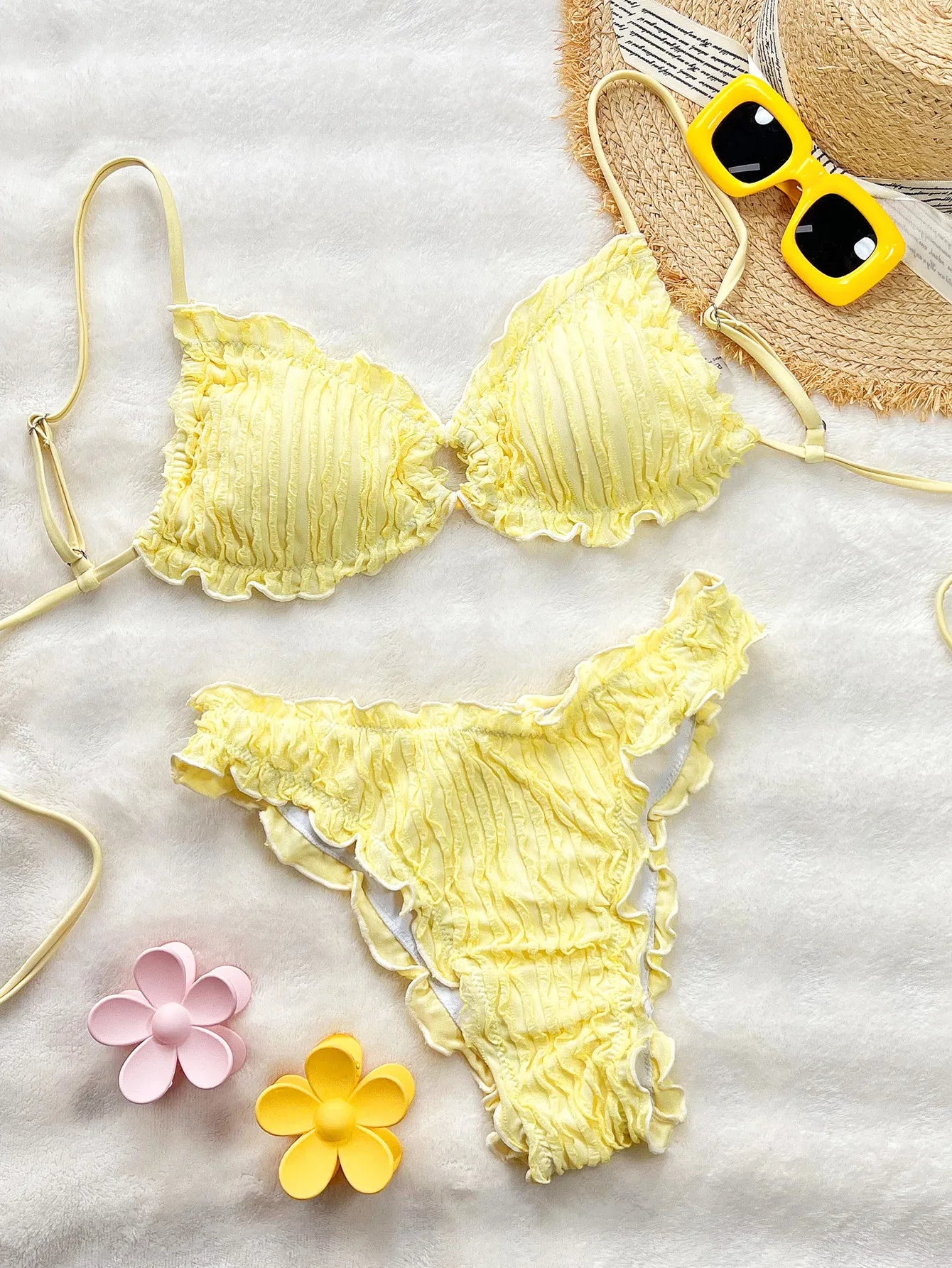 Summer Ruffles High Waist Bikini Set
