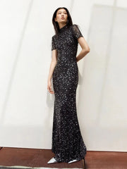 Black Short Sleeve Brithday Party Dress