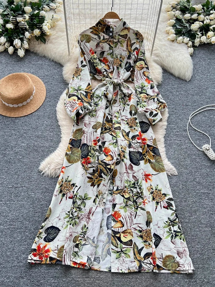 Long Sleeves Floral Print Dress