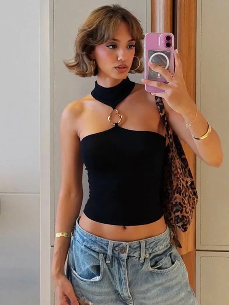 Metal Buckle Decoration Tank Tops