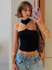 Metal Buckle Decoration Tank Tops