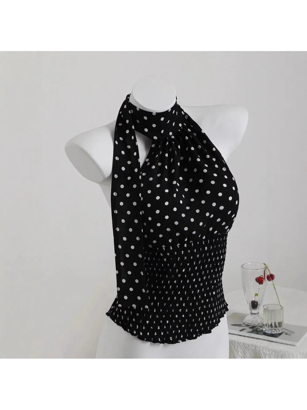 Polka Dot Halter Tie Top
