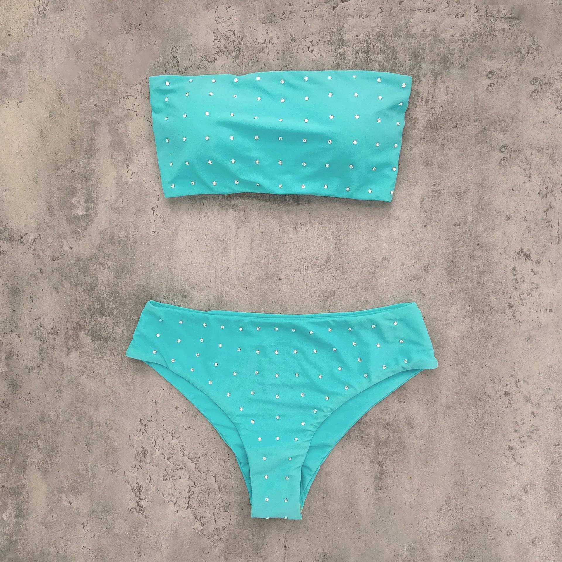 Shiny Pink Gradient Striped Bikini Set