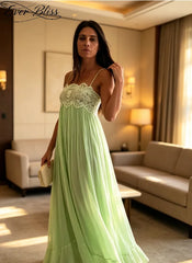 New Mint Green Lace Spaghetti Strap Maxi Dress