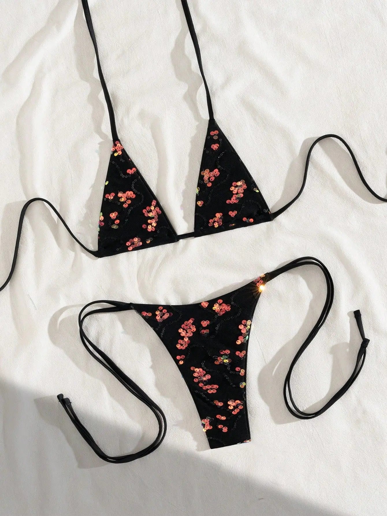 Sexy Black Sequin Bikini Set