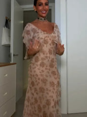 Nude Vintage Chiffon Maxi Dress