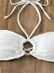 White Ring Linked Hollow Out Push Up Micro Swimsuit