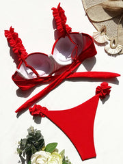 Underwired Bra Cup Ruffled Frill Bikini