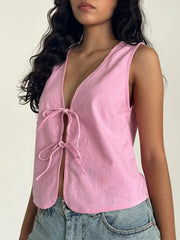 Bow Ties Sleeveless Crop Top
