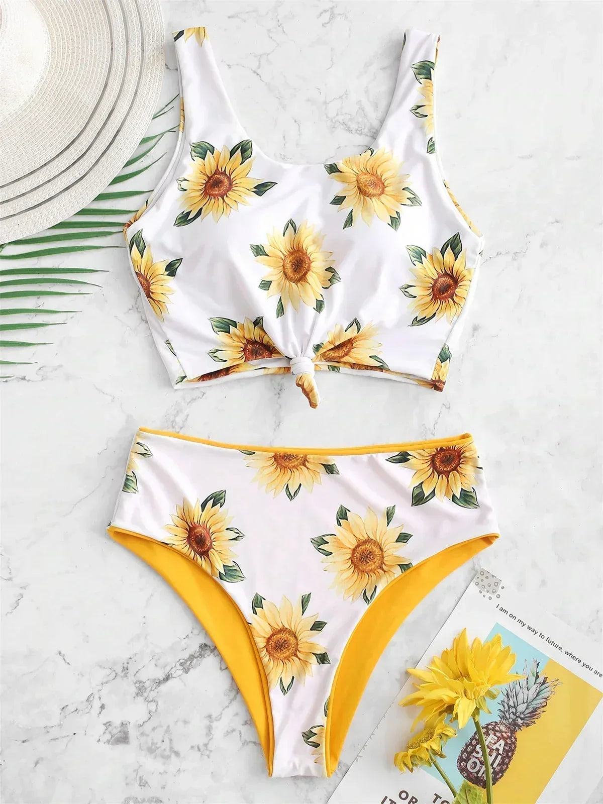 Sexy Sunflower Print Bikini Set
