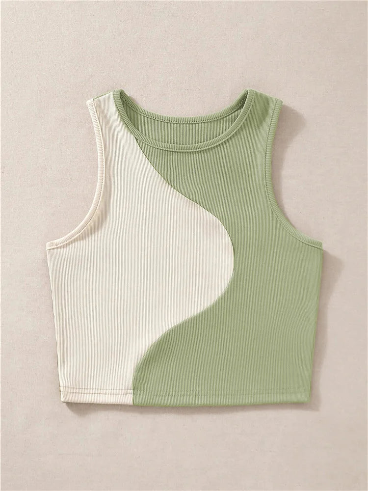 Women's Cute Preppy Style Patchwork Tank Top