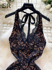 Feminine Halter Lace Dress