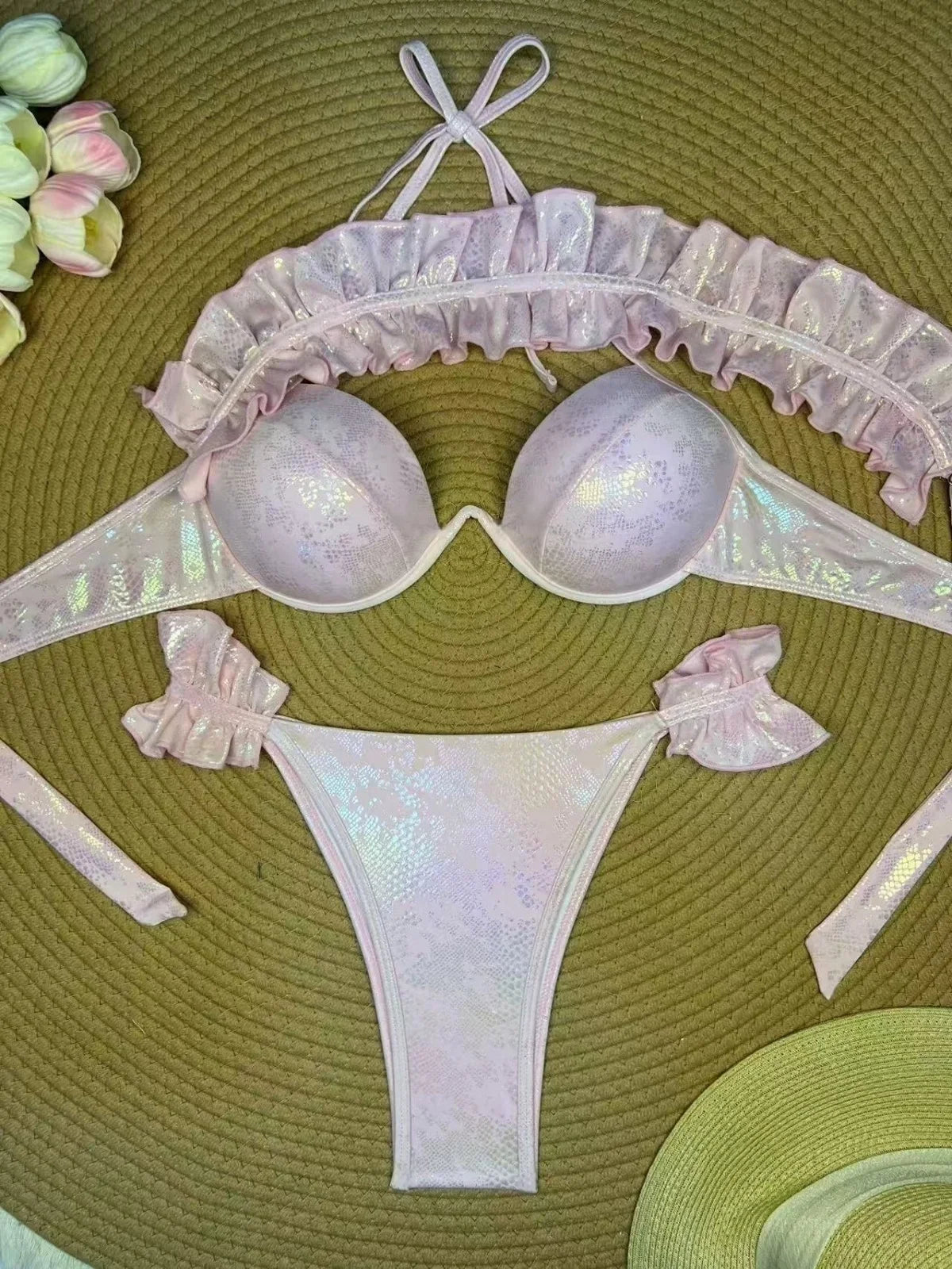 Sexy Hole Out Underwire Bikini Set