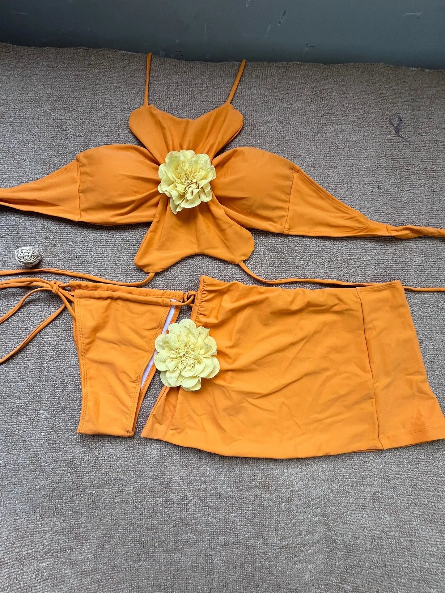 Sexy Green 3D Floral Bikini