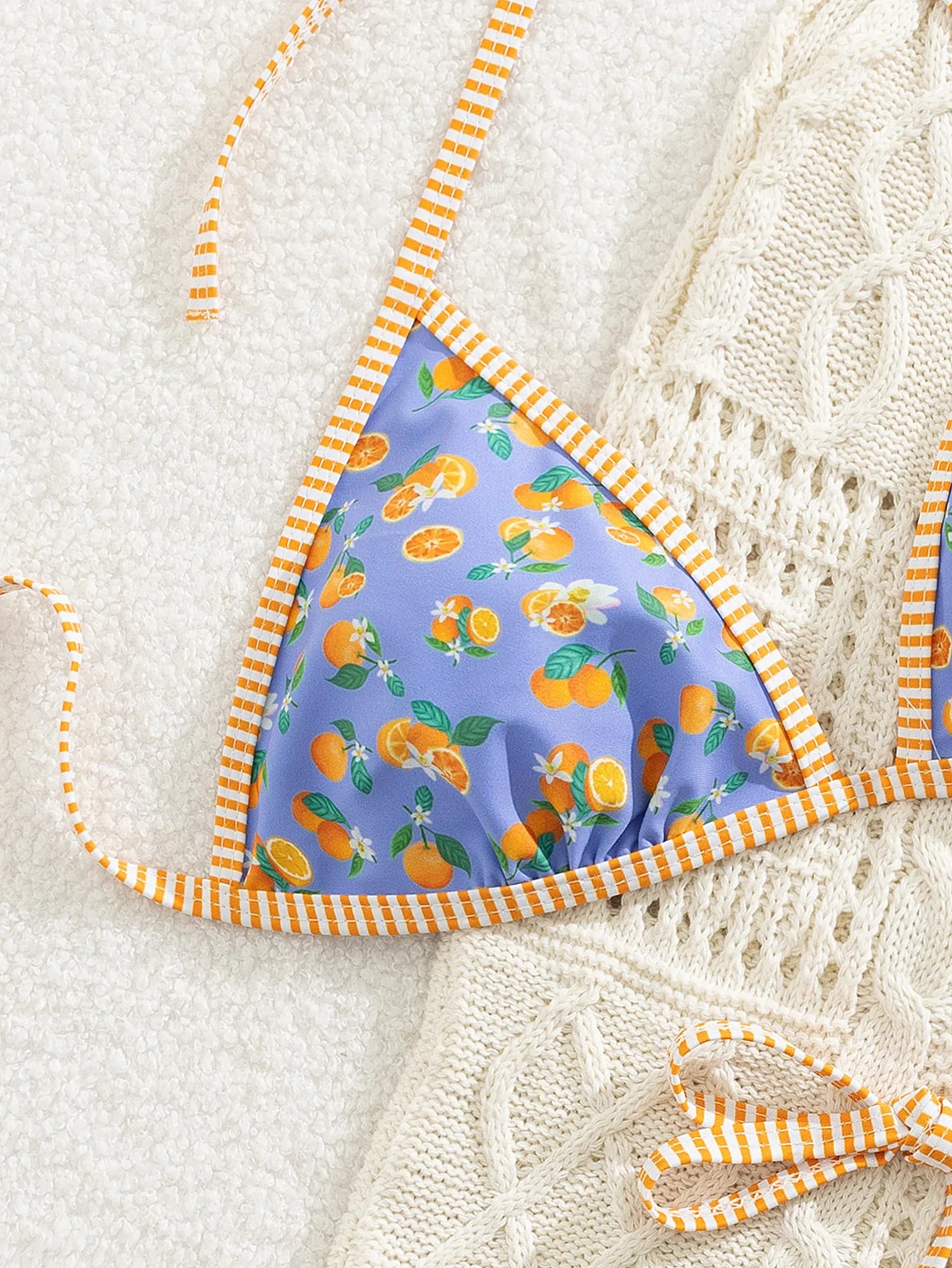 Sexy Blue Fruit Print Bikini Set