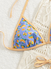 Sexy Blue Fruit Print Bikini Set
