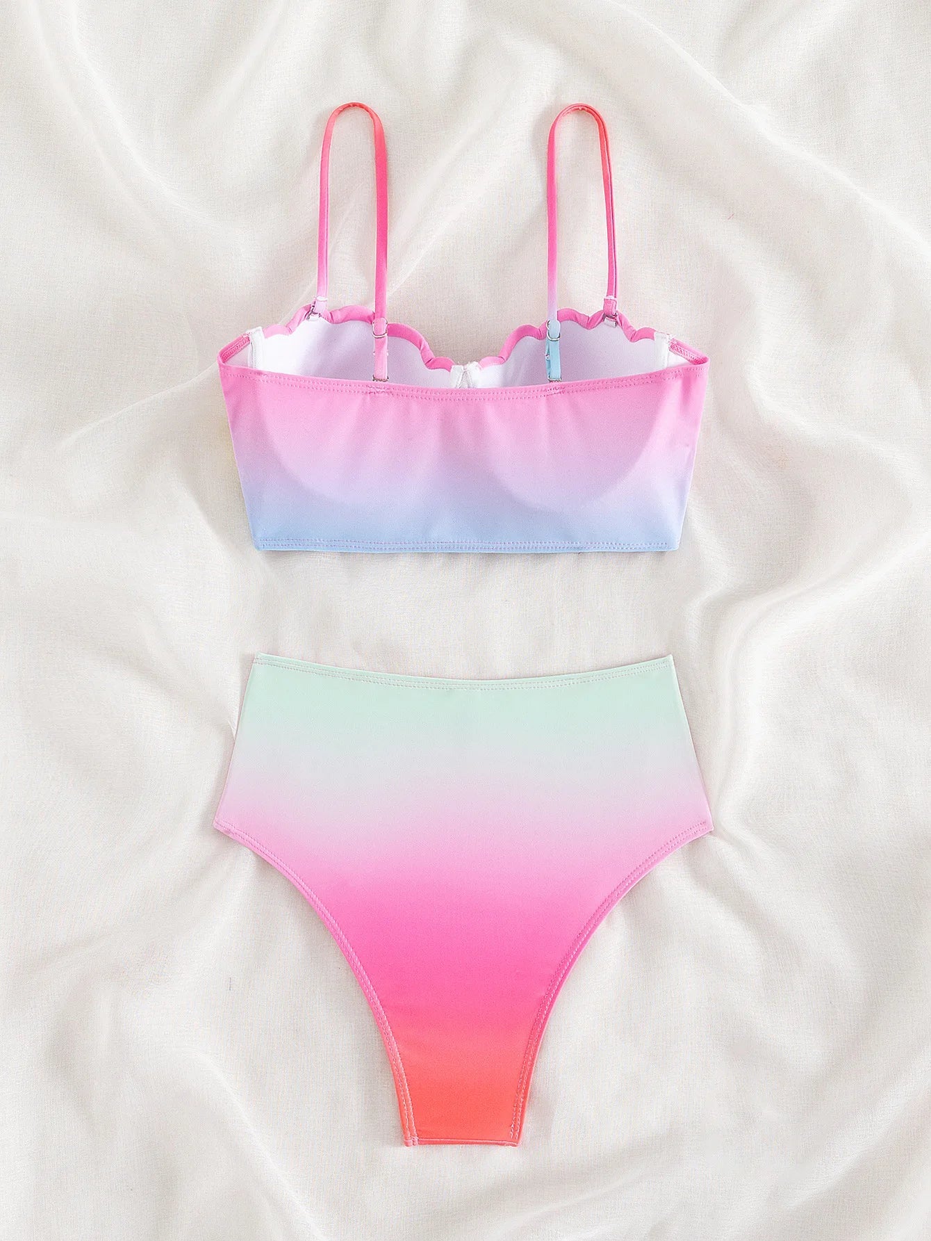 Sexy Pink Tie Dye Gradient Bikini Set