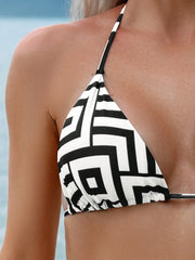 Sexy White Plaid Bikini Set