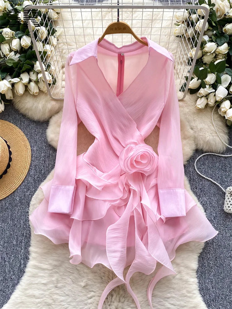 3D Flower Beach Short Dress
