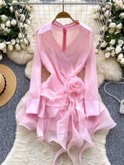 3D Flower Beach Short Dress