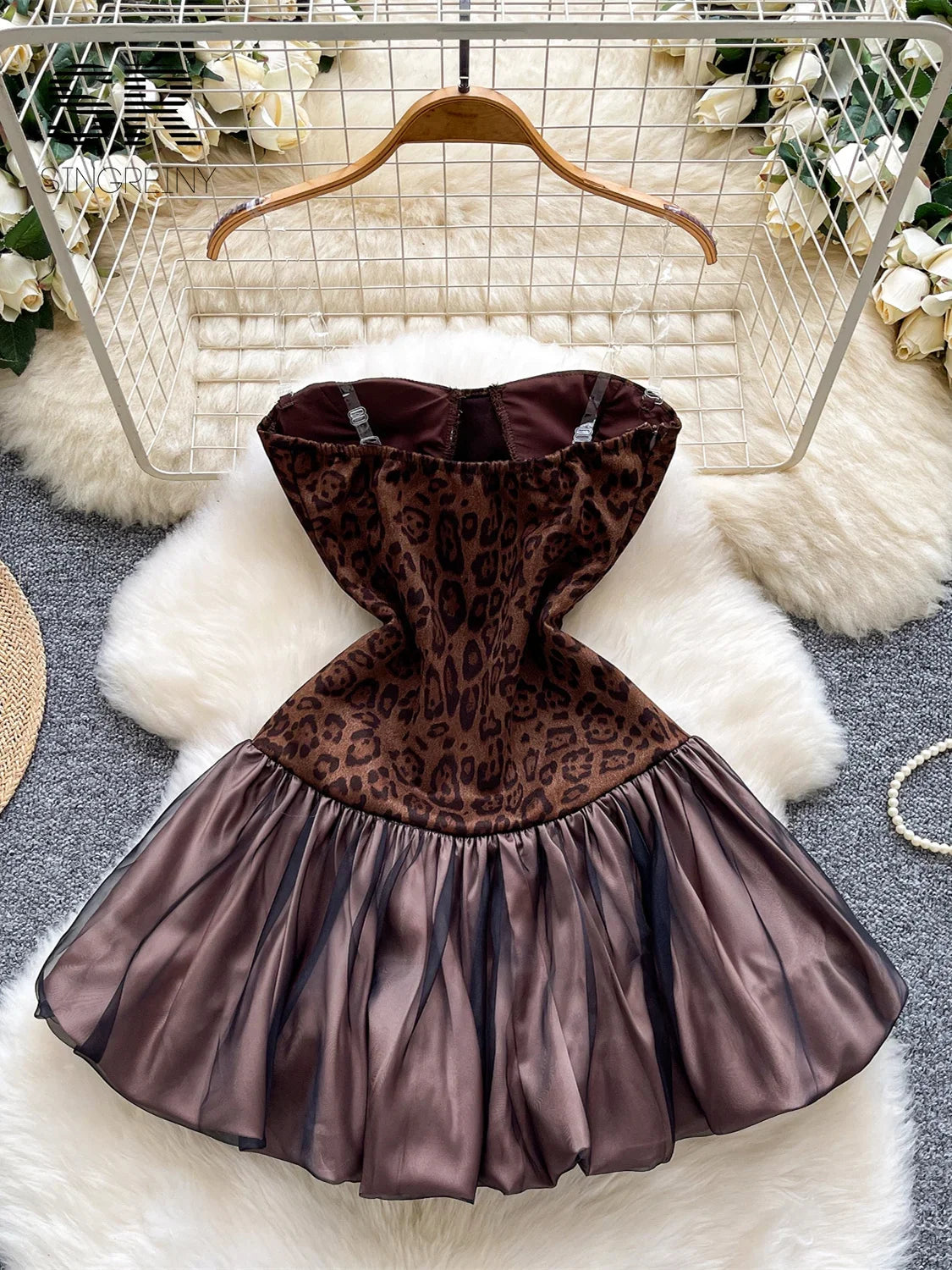 Strapless Leopard Sexy Tutu Dress