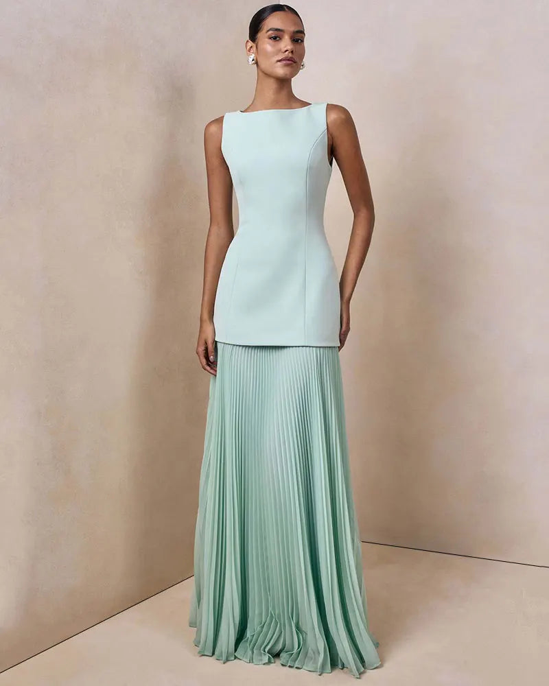 Elegant Pleated Long Dress