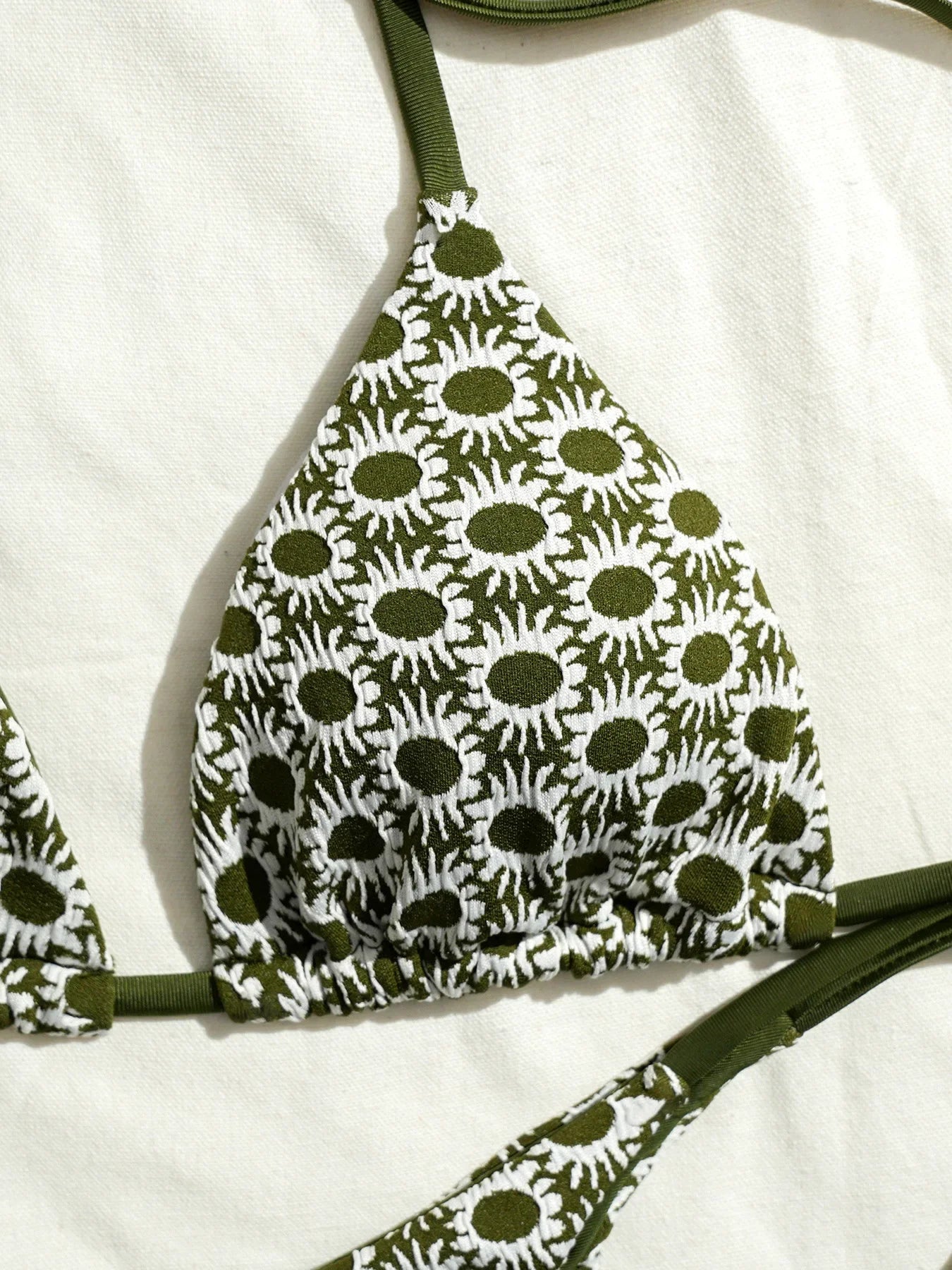 Sexy Green Sunflower Print Mini Bikini