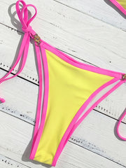 Sexy Yellow Patchwork Micro Bikini Set