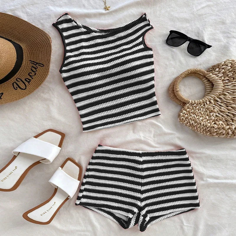 Vintage Red Striped Bikini Set