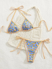 Sexy Blue Fruit Print Bikini Set