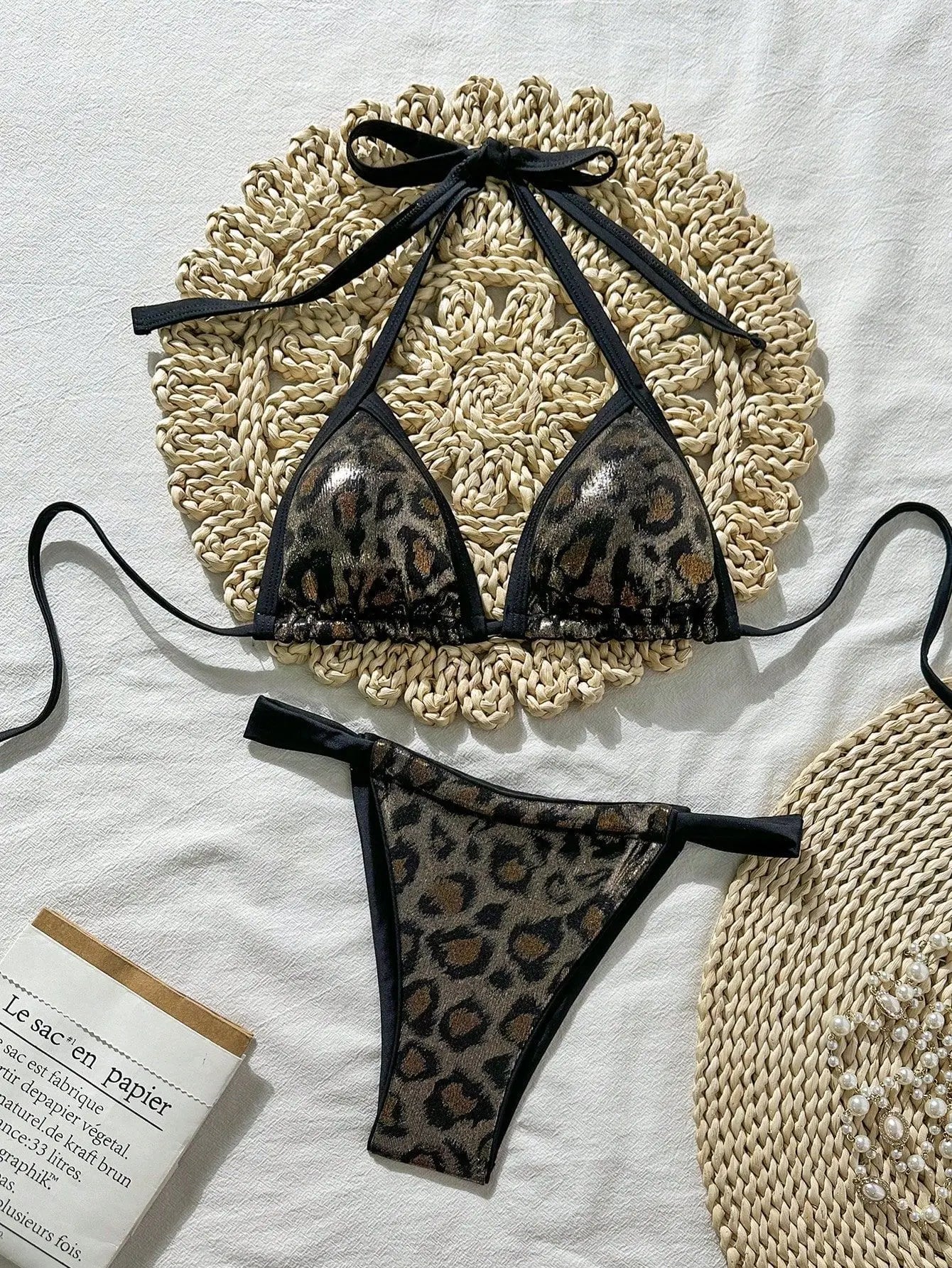 Sexy Brozing Black Leopard Print Bikini