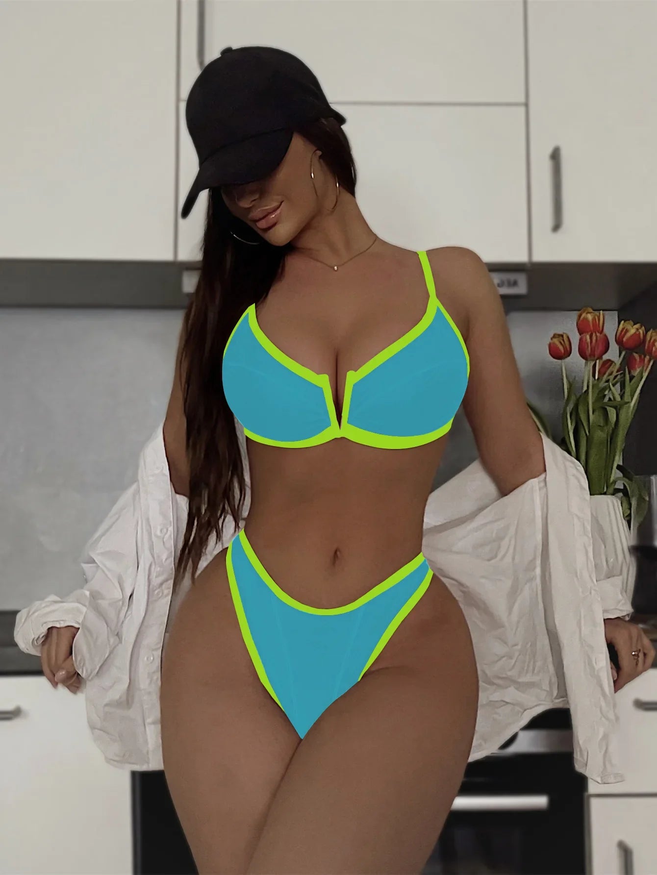Sexy Green Contrast Bikini Set