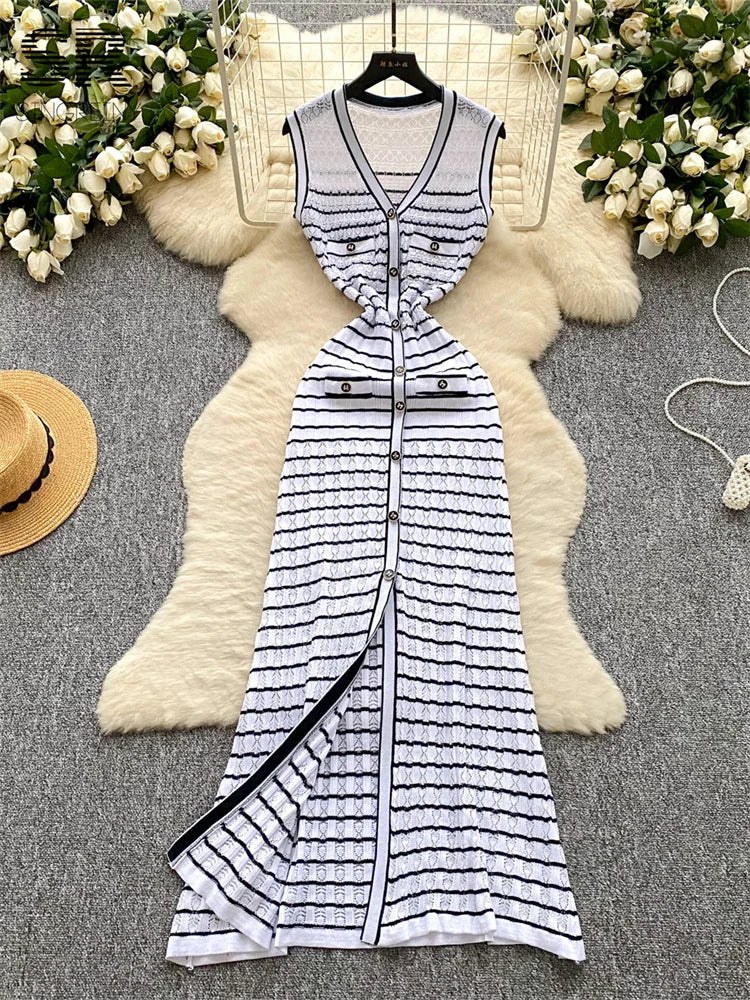Stripe Knit OL Tank Dress