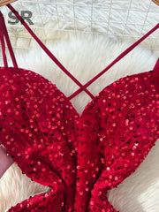 Sequined Velvet Slip Dress