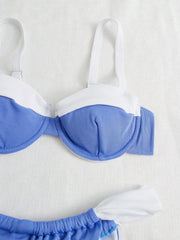 Sexy Blue Patchwork Micro Bikini
