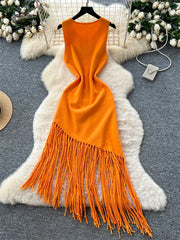 Vacation Tassel Tank Dress