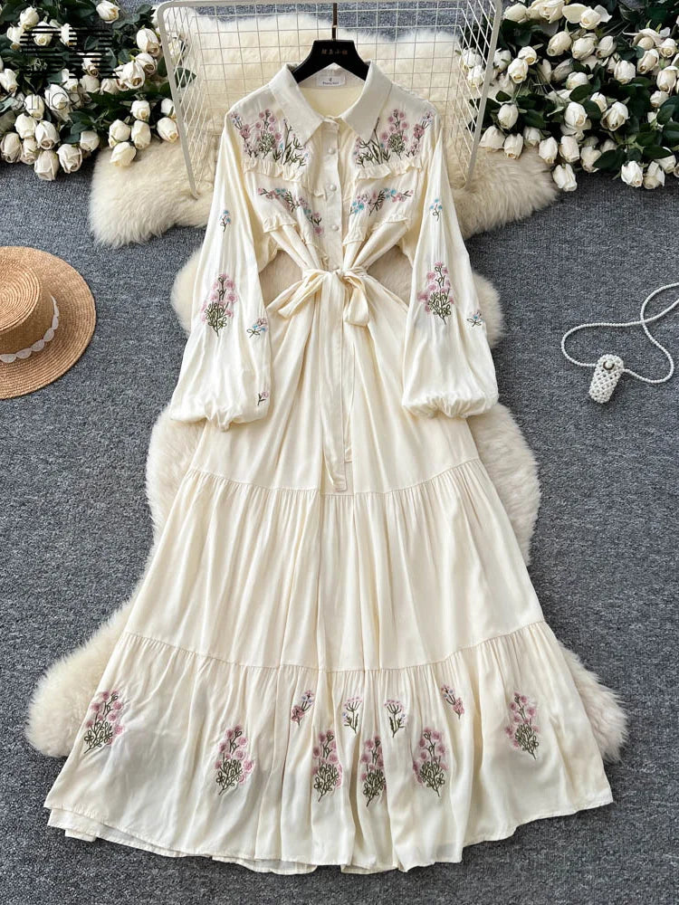 Embroidered Large Swing Dress