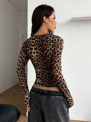 Fall Vintage Going Out Streetwear Leopard Graphics Crop Top