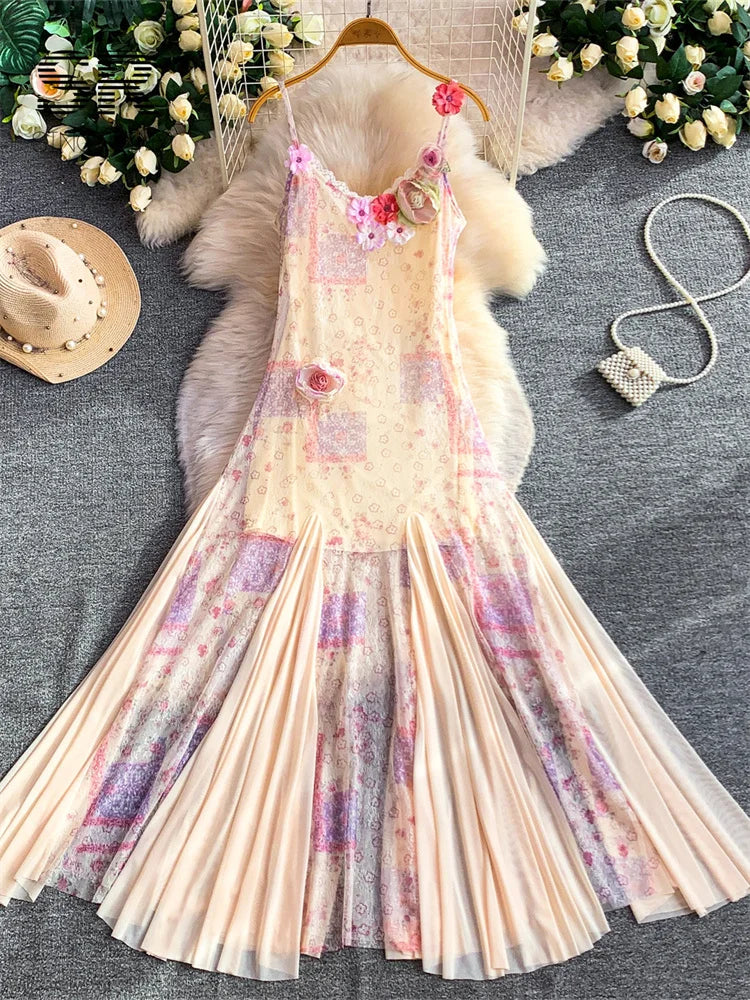 3D Floral Mesh SunDress