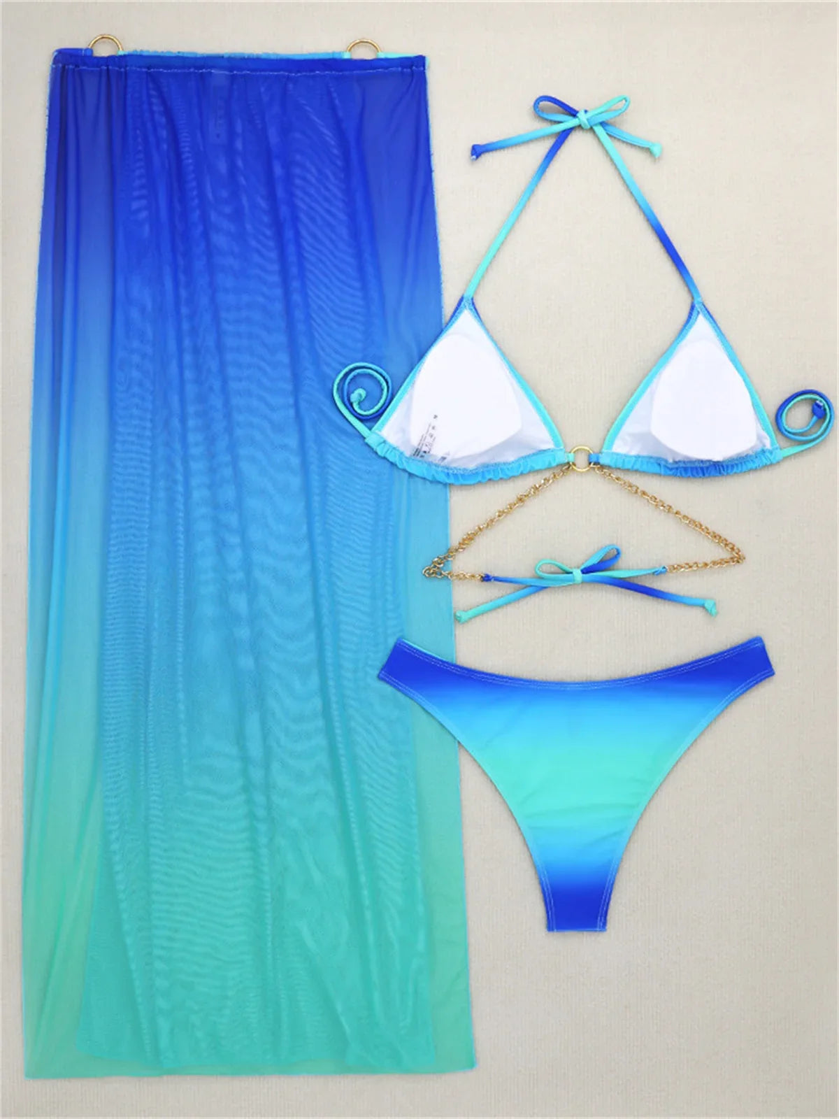 3 Pieces Thong Bikini Set