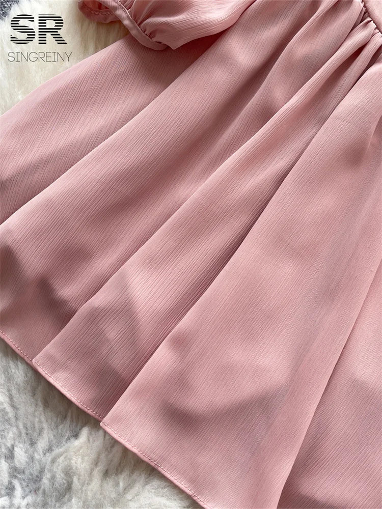 Sweet Puff Sleeve Dress