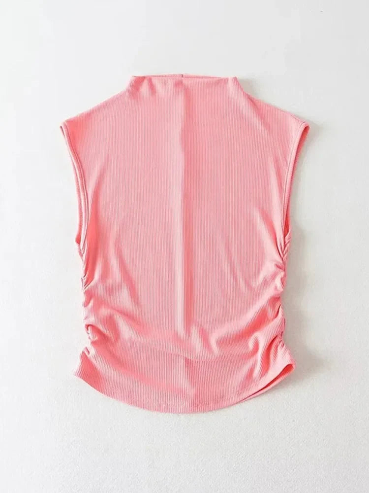 Black Turtleneck Crop Tank Top