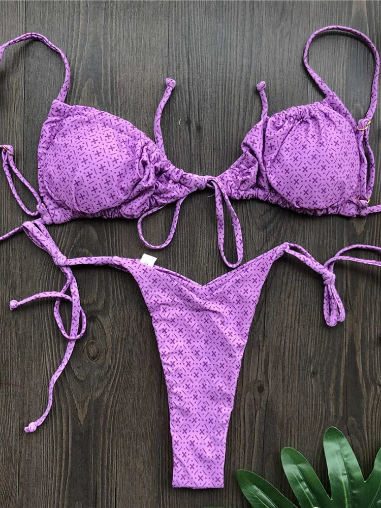 Sexy Ruffle Frilled Micro Thong Bikini