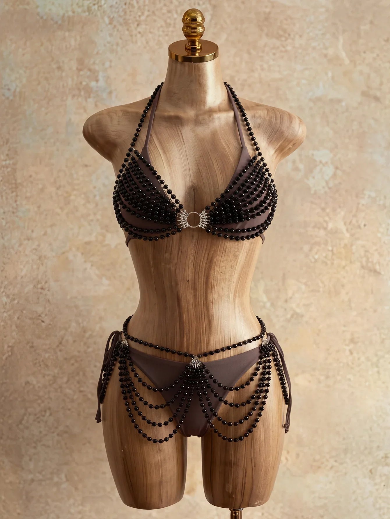 Luxury Metal Chain Cover Up 4 Piece Bikini Set