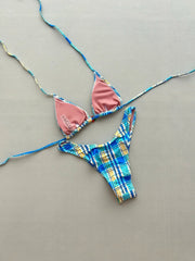 Sexy Blue Plaid Micro Bikini Set