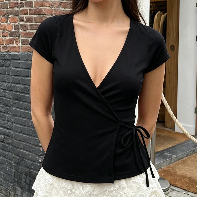 Y2K Wrap Crop Top