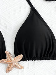 Vintage Mesh Starfish Skirt 3 Piece Bikini Set