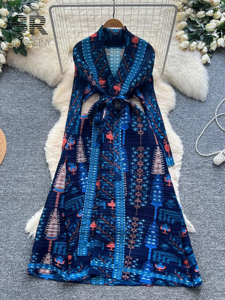 Pleated Art Print Dress