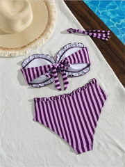 Sexy Blue Striped Bikini Set